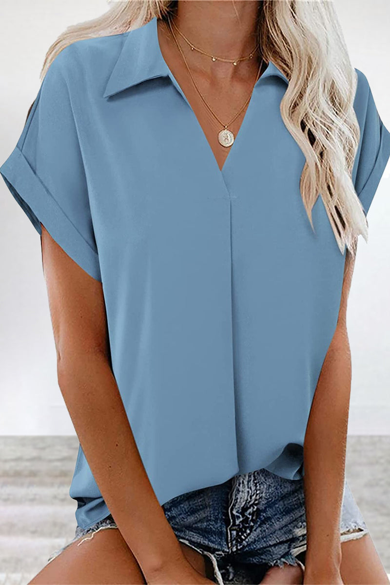 Work Simplicity Solid V Neck Blouses(5 Colors)