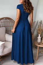 Elegant Solid Slit V Neck Evening Dress Dresses