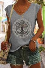 Hippie Crew Neck Sleeveless Tank Top