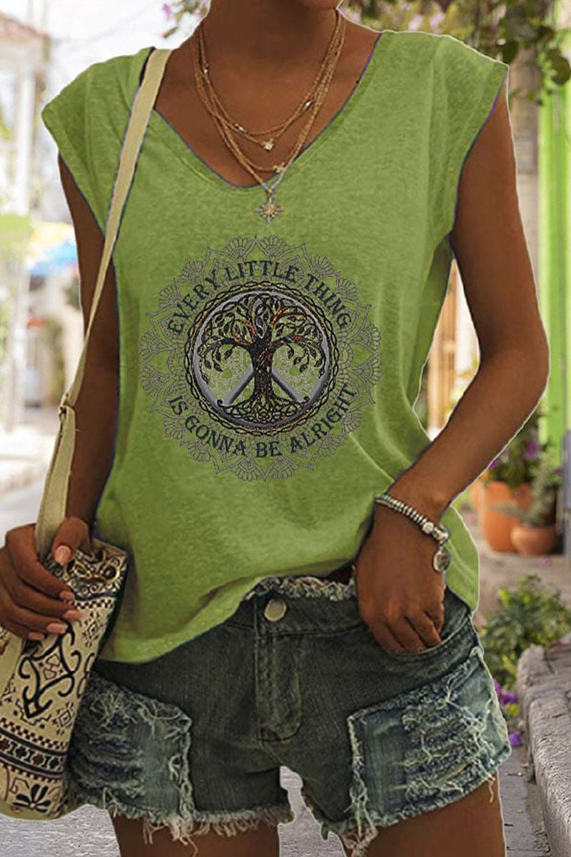 Hippie Crew Neck Sleeveless Tank Top