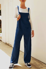Casual Solid Make Old Patchwork Square Collar Loose Jumpsuits