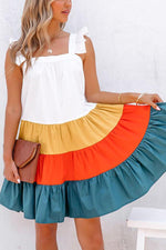 Restart Summer Color Block Tiered Babydoll Dress