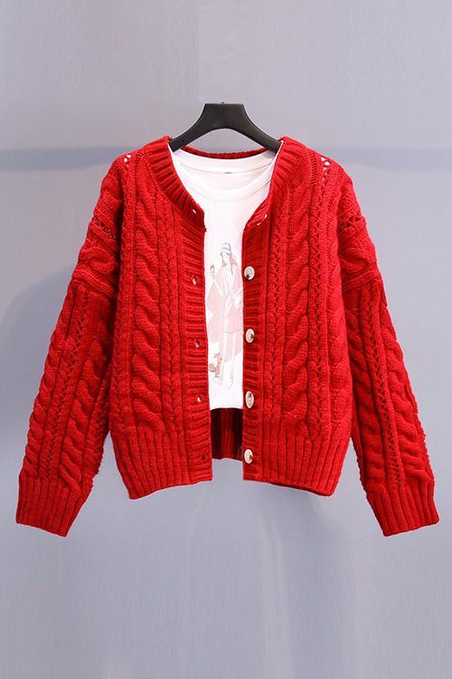 Hollow Button O Neck Cardigan