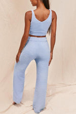 Fuzzy Tank Top Wide Leg Pants Set