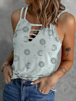 Women's Tank Tops Casual Starry Print Cutout Sleeveless Tank Top