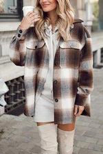 Plaid Button Pockets Coat