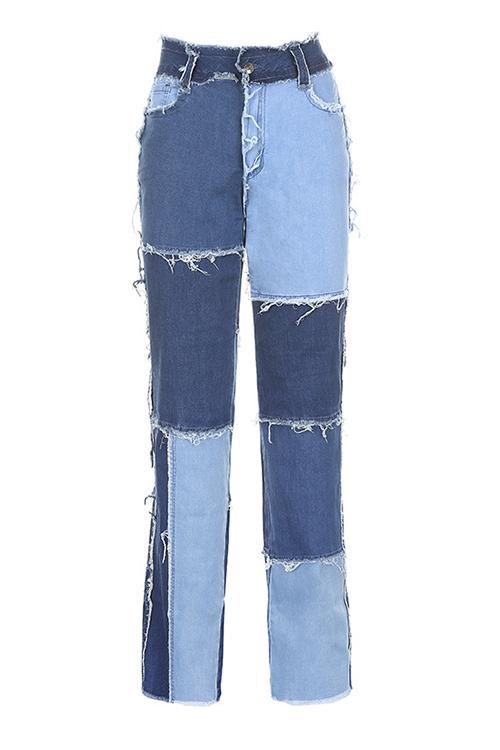 Color Block Patchwork Jeans