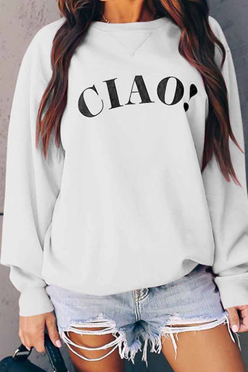 Ciao Print Casual Dairy White Tops