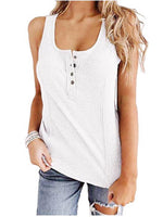 Casual U Neck Button Up Tank Top