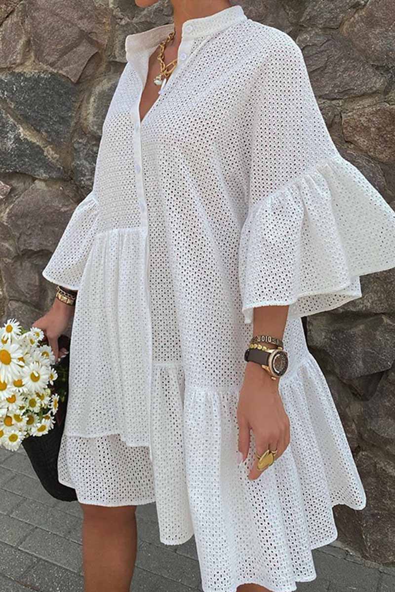 Florcoo White Irregular Cutout Dress