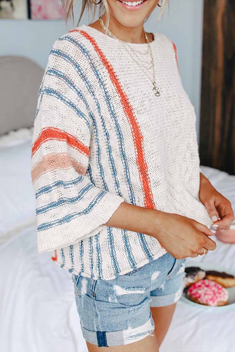 Florcoo Striped Colorblock Sweater