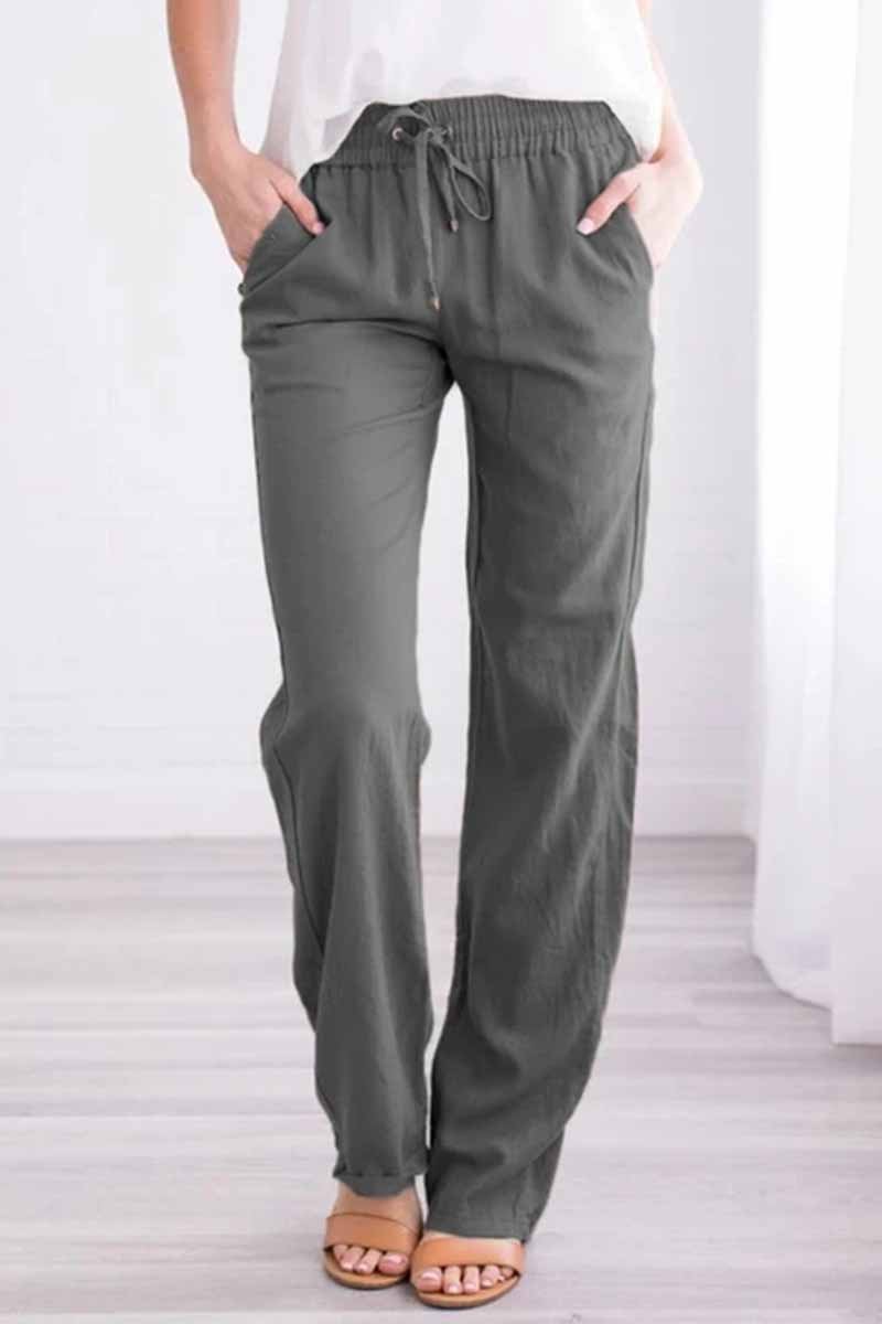 Florcoo Pockets Drawstring Solid Loose Casual Fall Pants(6 Colors)