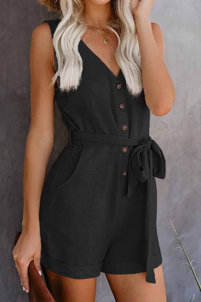 Florcoo Summer Leisure V-neck Bow Rompers