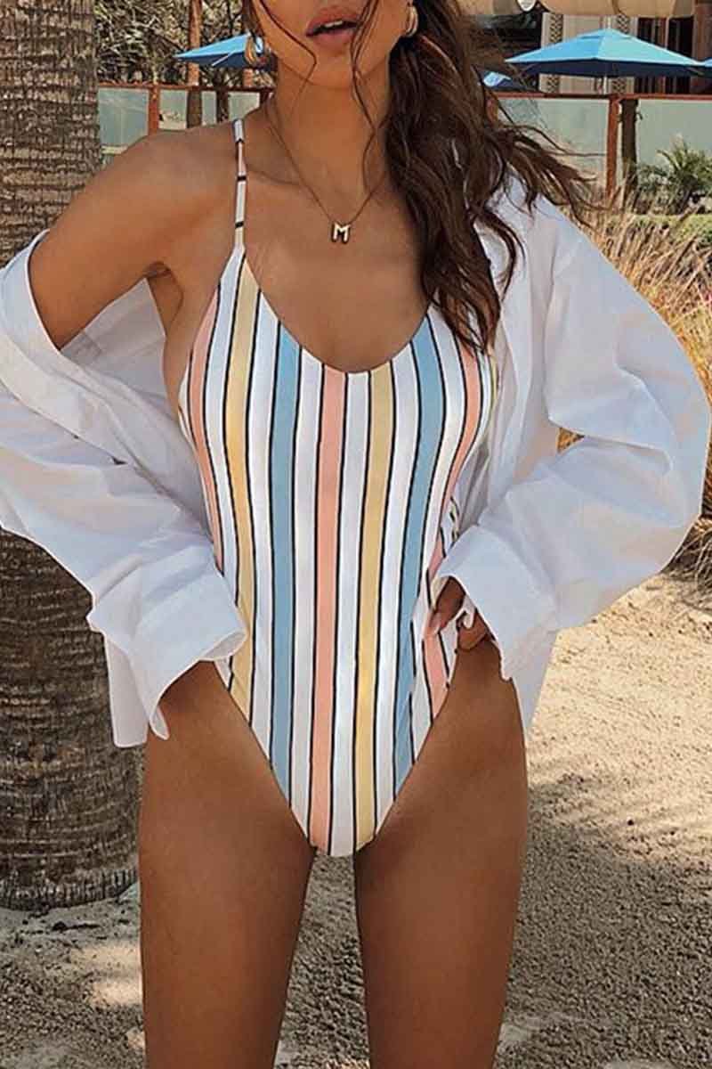 Florcoo Striped Bikini Swimsuit