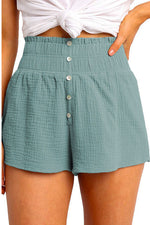 Buttons Frilled High Waist Solid Shorts