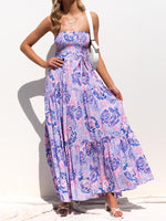 Sleeveless Backless High Waist Loose Floral Maxi Dress