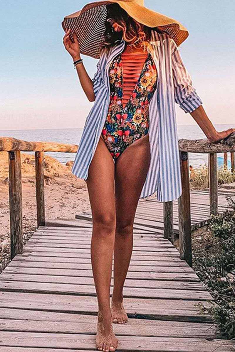 Florcoo Sexy One-Piece Printed Swimsuit