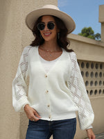 Casual V Neck Button Down Lace Cardigan Top