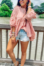 Layer Puff Sleeve Flowy Blouse