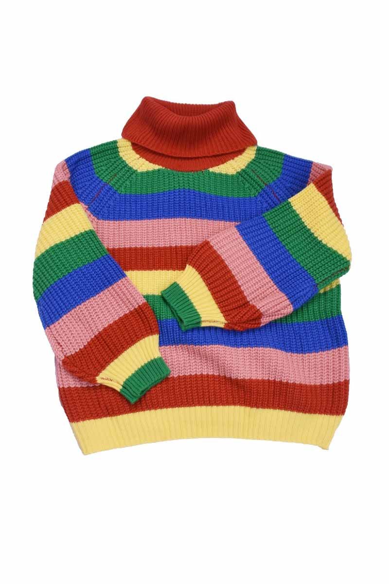 Florcoo Rainbow Striped Loose-knit Sweater