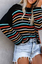 Fashion Colorful Pattern One-Neck Strapless Sweater