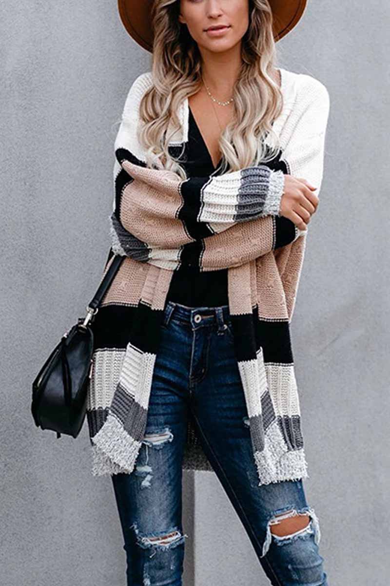 Autumn And Winter Contrast Sweater Coat