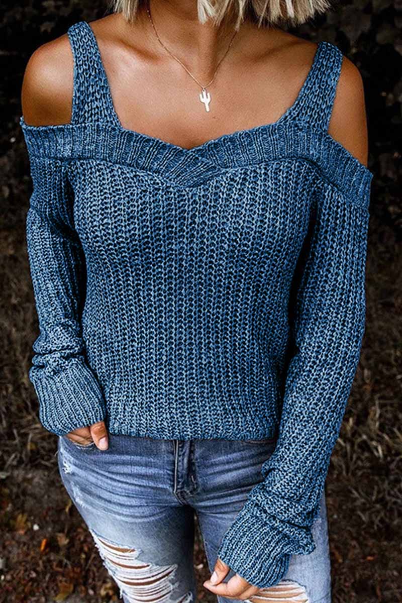 Florcoo Dew Shoulder Strapless Casual Fashion Sweater(5 colors)