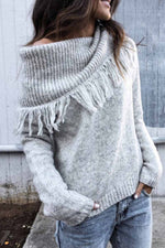 Florcoo Shawl Fringed Knitted Sweater