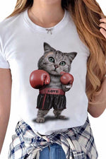 Florcoo Sport Cat Print T-shirt