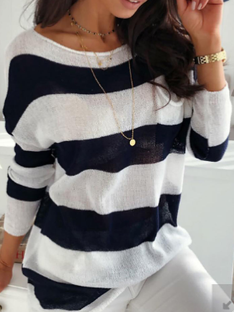 Elegant O-Neck Long Sleeve Flannel Print Top