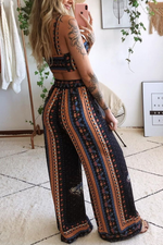 Bohemian Butterfly Print Two Piece Pants Sets