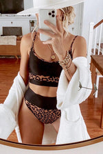 Sporty Leopard Print Split Bikini