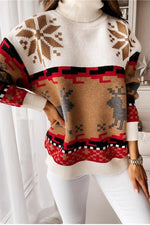 Christmas Turtleneck Elk Christmas Jacquard Knitted Sweater