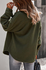 Solid Color Lapel Fleece Jacket