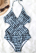 Florcoo Tie-dye Dark Blue One-piece Swimsuit