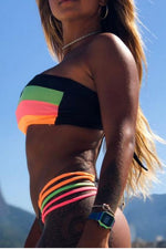 Bandeau Rainbow Striped Bikini Set (3 Colors)
