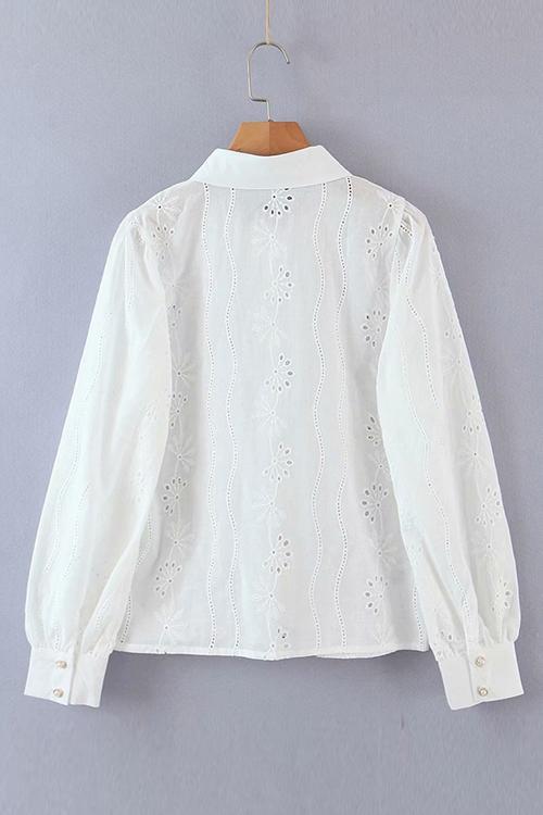 Pearl Button Embroidery Shirt