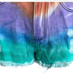 Florcoo Summer Tie-Dye Color Denim Shorts