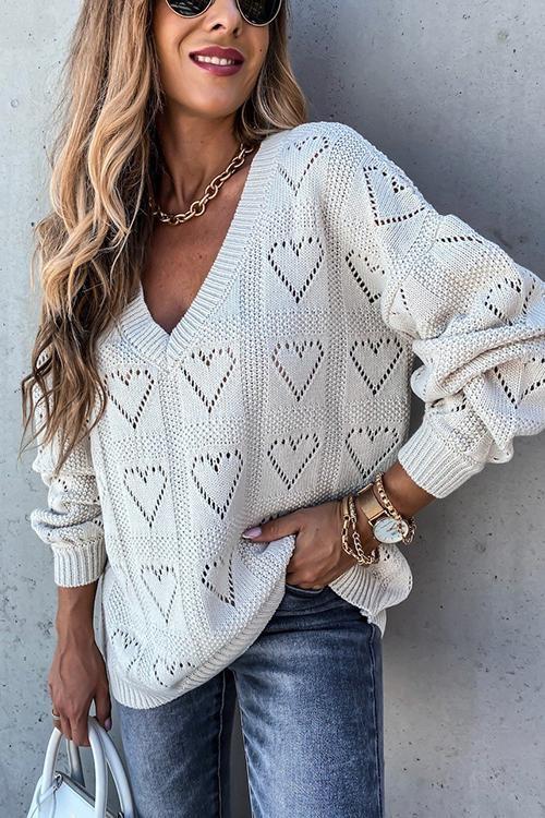 Heart Hollow V Neck Sweater