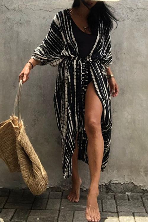 Print Belted Cover Kimono