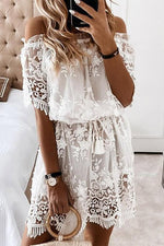 Off Shoulder Lace Mini Dress