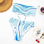 Florcoo Two-Piece Gradient Stripe Tube Top High Waist Bikini