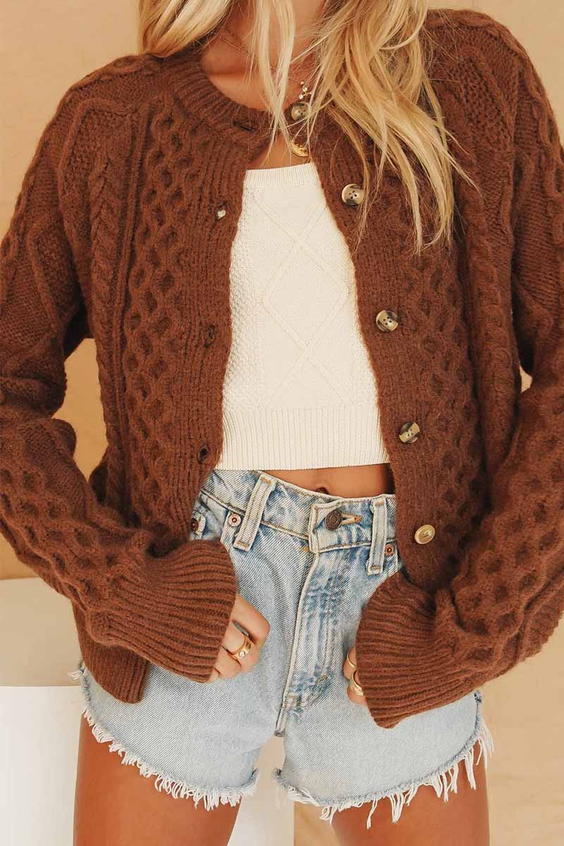 Florcoo Vintage Knitted Cardigan Sweater