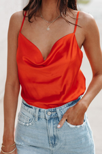 Trisha Satin Cowl Neck Tank