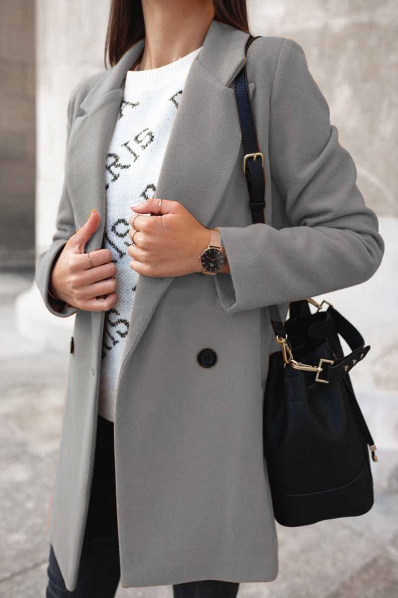 Florcoo Solid Color Loose Suit Coat