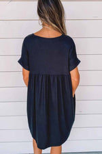 Florcoo V-neck Solid Color Loose Dress