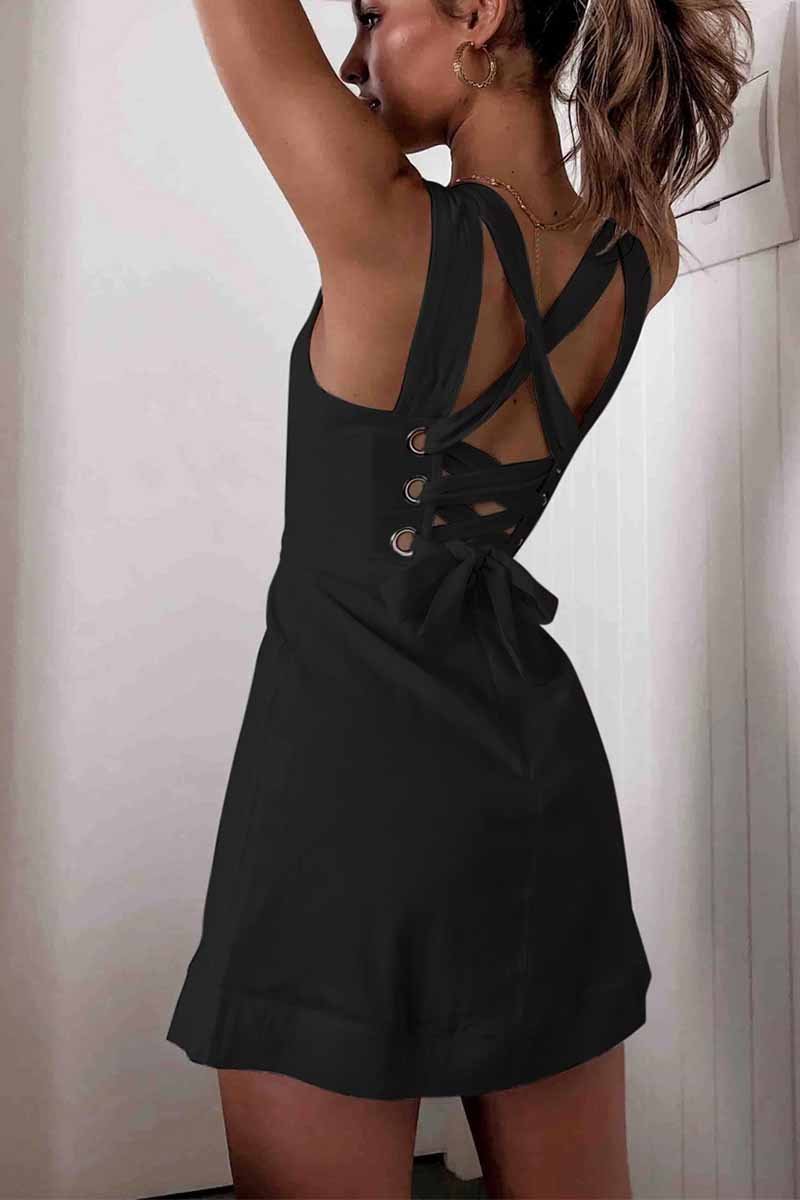 Florcoo New Sexy Halter Straps Mini Dress