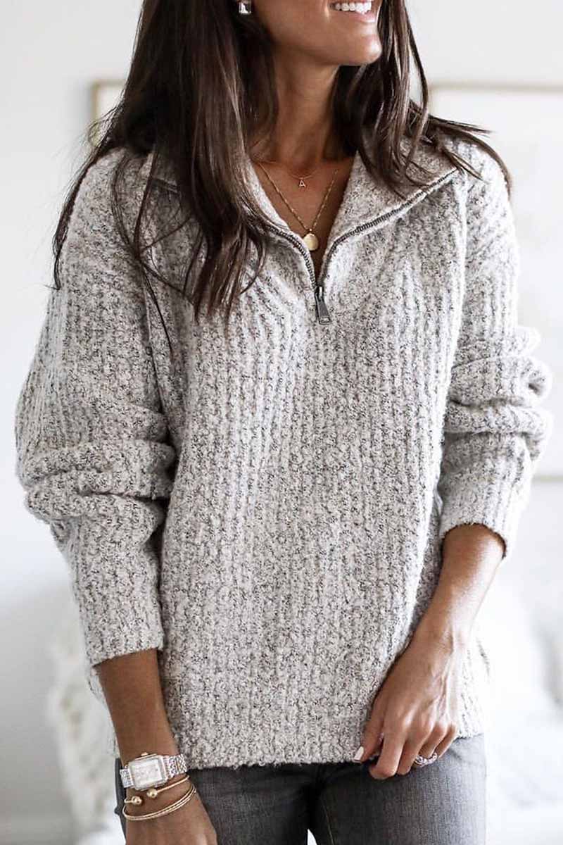 Florcoo Winter Soild Long Sleeve Sweater