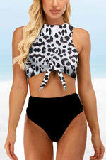 Florcoo Two-Piece High Waist Sexy Leopard Swimsuit