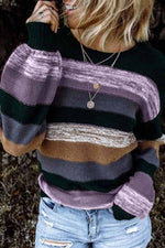 Contrasting Loose Striped Knitted Sweater